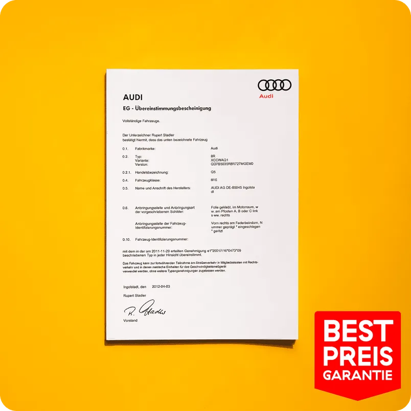 Coc Papiere Audi A6 4f